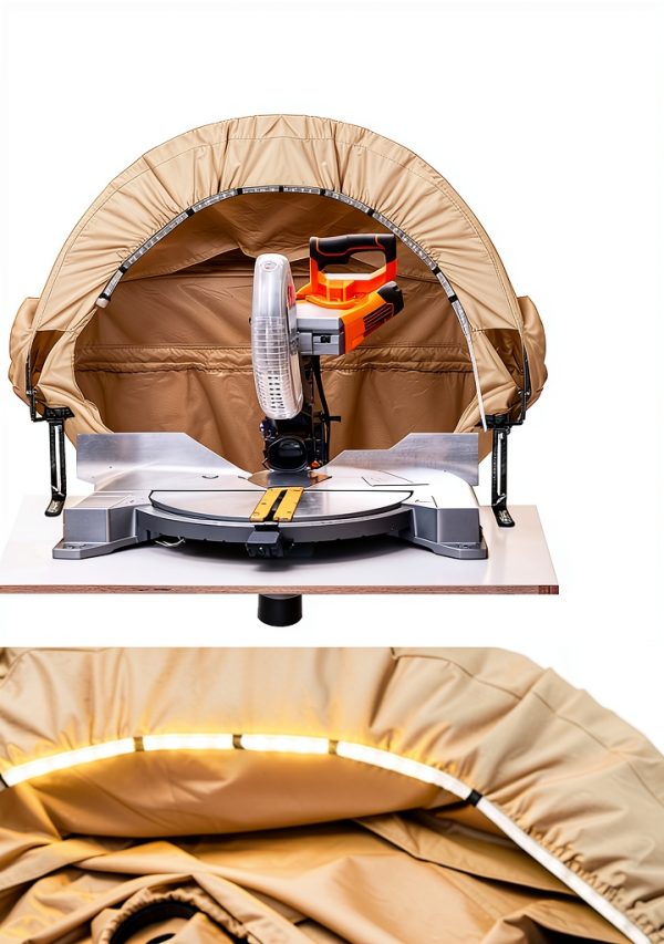 GARVIN Miter Saw Dust Hood Khaki Light Strip Interior Baffle-8