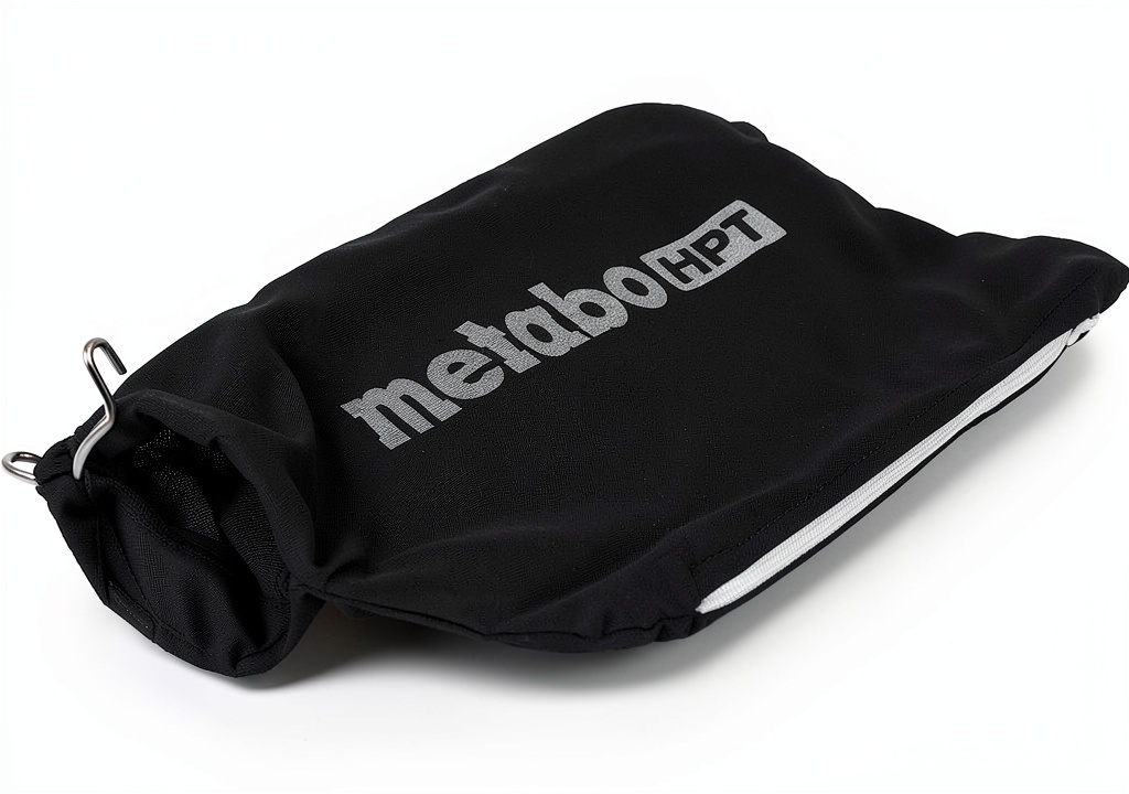 Metabo HPT dust bag attached to a miter saw