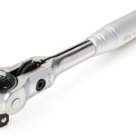 TONE Short Swivel Ratchet Handle 3/8 inch Drive Gray Metal Tool-0